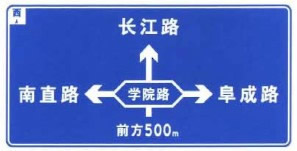 箭头杆上标识公路编号、道路名称的公路交叉路口预告标志